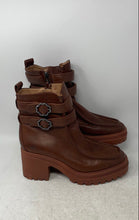 Load image into Gallery viewer, Sam & Libby Womens Chiara Brown Square Toe Block Ankle Boots Size 10