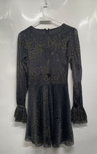 Load image into Gallery viewer, Zara Womens Black Printed Long Sleeve Round Neck Back Zip Mini Dress Size S