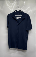 Load image into Gallery viewer, Calvin Klein Mens Blue Short Sleeve Collared Lightweight Button-Up Shirt Size L