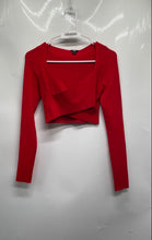 Load image into Gallery viewer, Express Womens Red Long Sleeve Surplice Neck Cropped Blouse Top Size Medium