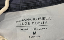 Load image into Gallery viewer, Banana Republic Mens Blue Plaid Luxe Poplin Long Sleeve Button-Up Shirt Size M