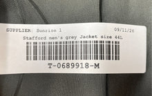 Load image into Gallery viewer, Stafford Mens Gray Textured Long Sleeve Notch Lapel Two-Button Blazer Size 44L
