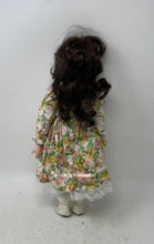 Load image into Gallery viewer, Brown Hair And Eyes Collectible Porcelain Doll In Floral Dress With Box
