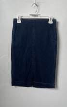 Load image into Gallery viewer, Ann Taylor Loft Womens Blue Denim Back Slit Straight & Pencil Skirt Size 0
