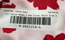 Load image into Gallery viewer, Ann Taylor Womens Red White Floral Long Sleeve Button-Up Shirt Size S