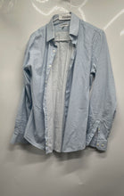 Load image into Gallery viewer, Express Mens White Blue Floral Cotton Extra Slim Fit Dress Shirt Size M 15-15.5