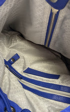 Load image into Gallery viewer, Marc Fisher Womens Blue Leather Suede Chain Strap Bucket & Drawstring Bag