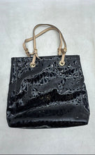 Load image into Gallery viewer, Michael Kors Womens Jet Set Black Beige Signature Patent Leather Tote Handbag