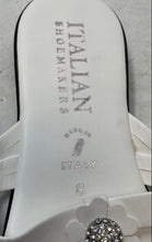 Load image into Gallery viewer, Italian Shoemakers Womens White Rhinestone Slip-On Thong Sandals Size 8