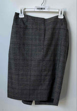 Load image into Gallery viewer, Calvin Klein Womens Black Gray Plaid Back Slit Straight & Pencil Skirt No Size