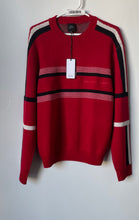 Load image into Gallery viewer, Armani Exchange Mens Red Striped Knit Long Sleeve Pullover Sweater Size M W/ Tag