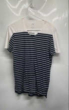 Load image into Gallery viewer, Armani Exchange Womens Black White Striped Short Sleeve V-Neck T-Shirt Size S