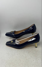 Load image into Gallery viewer, Muikecors Womens Blue Square Toe Slip-On Kitten Pump Shoes Size 11.5