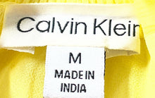 Load image into Gallery viewer, Calvin Klein Womens Yellow Flatter Short Sleeve Blouse Top Size Medium