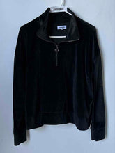 Load image into Gallery viewer, Express Womens Black Velvet Long Sleeve Quarter-Zip Pullover Sweatshirt Size L