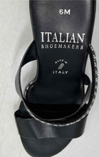 Load image into Gallery viewer, Italian Shoemakers Womens Black Leather Wedge Heel Slip-On Slide Sandals Size 6M