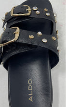 Load image into Gallery viewer, Aldo Womens Black Studded Open Toe Slip-On Slide Sandals Size 6.5