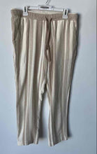 Load image into Gallery viewer, Zara Mens Cream White Striped Elastic Waist Pockets Trouser Pants Size XL