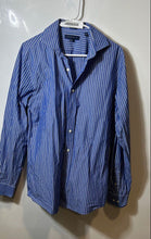 Load image into Gallery viewer, Tommy Hilfiger Mens Blue White Long Sleeve Spread Collar Dress Shirt Size 15 1/2