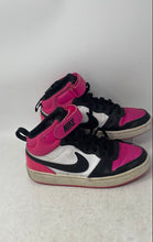 Load image into Gallery viewer, Nike Girls Court Borough Mid 2 HV0933-100 Black Pink White Sneaker Shoes Size 6Y