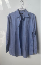 Load image into Gallery viewer, Hugo Boss Mens White Blue Printed Long Sleeve Collared Dress Shirt Size 16