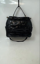 Load image into Gallery viewer, Michael Kors Womens Black Snake Embossed Leather Satchel Handbag