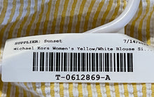 Load image into Gallery viewer, Michael Kors Womens Bateau Yellow White Waffle Knitted Blouse Top Size XS