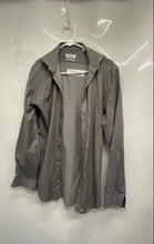 Load image into Gallery viewer, Calvin Klein Mens Gray White Pinstripe Slim Fit Dress Shirt Size 15.5 34/35
