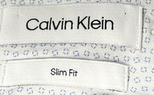 Load image into Gallery viewer, Calvin Klein Mens White Printed Cotton Slim Fit Dress Shirt Size 16.5 32/33