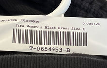 Load image into Gallery viewer, Zara Womens Black Ribbed Short Sleeve Side Ruched Drawstring Mini Dress Size L