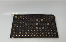 Load image into Gallery viewer, Michael Kors Womens Brown Flora Perforated Credit Card Wristlet Purse