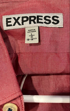 Load image into Gallery viewer, Express Mens Red Cotton Long Sleeve Collared Dress Shirt Size L 16-16.5