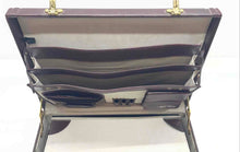 Load image into Gallery viewer, Vintage Mens Burgundy Leather Solid Classic Multiple Compartments Briefcase Bag