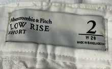 Load image into Gallery viewer, Abercrombie & Fitch Womens White Denim Low Rise Cuffed Cut-Off Shorts Size 2/W26