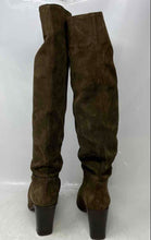 Load image into Gallery viewer, Zara Womens Brown Suede Round Toe Pull-On Block Heel Knee High Boots Size EUR 37