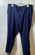 Load image into Gallery viewer, Hugo Boss Mens Blue Wool Flat Front Slash Pocket Straight Leg Dress Pants Sz 40R