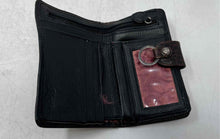 Load image into Gallery viewer, Unbranded Womens Black Dark Brown Leather ID Window Flap Bifold Wallet