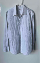Load image into Gallery viewer, Calvin Klein Mens Blue Striped Long Sleeve Slim Fit Button-Up Shirt Size L