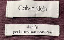Load image into Gallery viewer, Calvin Klein Mens Wine Long Sleeve Collared Slim-Fit Dress Shirt Size 17 34/35