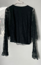 Load image into Gallery viewer, Zara Womens Green Floral Lace Long Sleeve Round Neck Blouse Top Size Small
