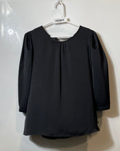 Load image into Gallery viewer, Karl Lagerfeld Womens Black Puff Sleeve Round Neck Tie Back Blouse Top Size M