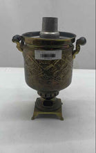Load image into Gallery viewer, Antique Brass Russian Samovar Ornate Engraved Floral Design Solid Teapot