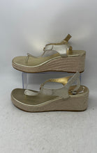 Load image into Gallery viewer, Michael Kors Womens Laney Gold-Tone Leather Wedge Espadrille Sandals Size 11M