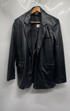Load image into Gallery viewer, Pull&Bear Womens Black Leather Long Sleeve Pockets Notched One Button Blazer L