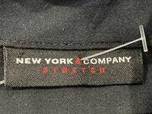 Load image into Gallery viewer, New York & Company Womens Black Striped Short Sleeve Stretch Button-Up Shirt XL