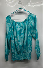 Load image into Gallery viewer, Michael Kors Womens Blue Tie-Dye Printed Long Sleeve Blouse Top Size Medium