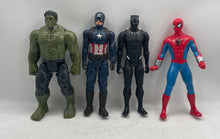 Load image into Gallery viewer, Marvel Hulk Spiderman Captain America Black Panther Action Figure Lot Of 4