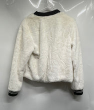 Load image into Gallery viewer, Disney Womens White Faux Fur Mickey Mouse Embroidered Bomber Jacket Sz L w/ Tag