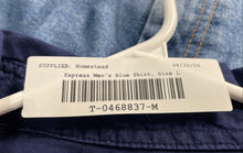 Load image into Gallery viewer, Express Mens Blue Cotton Short Sleeve Button-Down Collar Dress Shirt Size Large