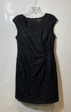 Load image into Gallery viewer, Tahari Womens Black Floral Lace Back Zip Horseshoe Neck Sheath Dress Size 12